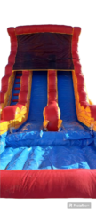 18' Tall VOLCANO Double Lane Wet Slide with SPLASH pool yellow and red