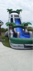 24' Tall Wet Slide with Palm Trees gray and green