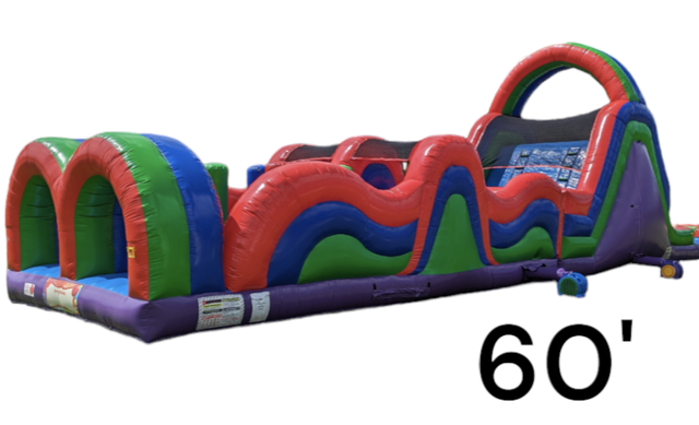 Obstacle Course (straight design) Wet/Dry 60' long 18' tall slide