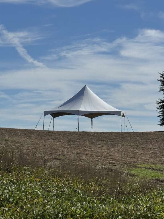 High peak tent on a hill