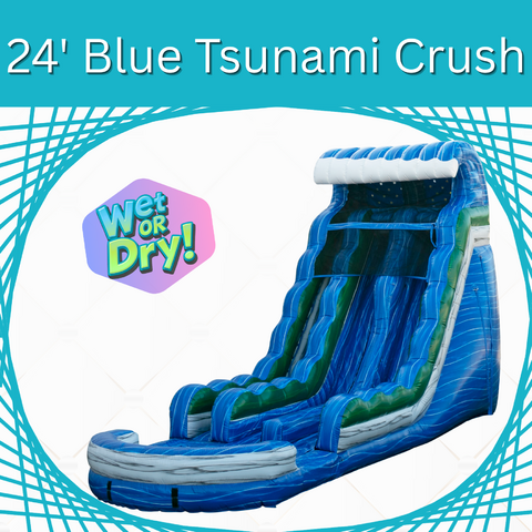 24 ft Dual Lane Blue Tsunami Crush  (Wet or Dry!)