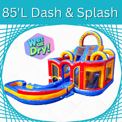 Dash and Splash Single Lane Obstacle course (Wet or Dry, 85 ft total course length)