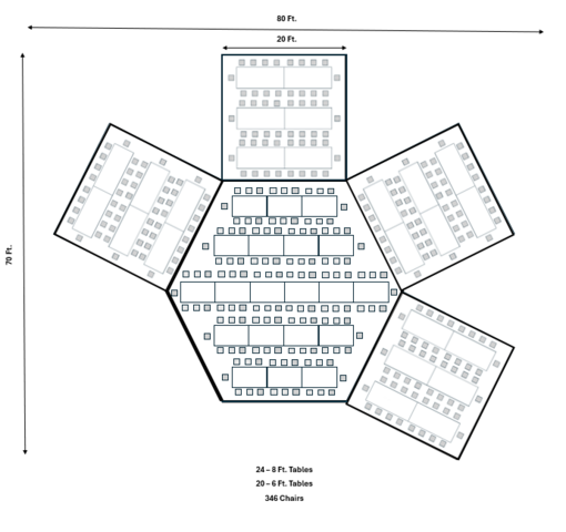 40' Hex - 4 High Peak Bundle (Seats 346)