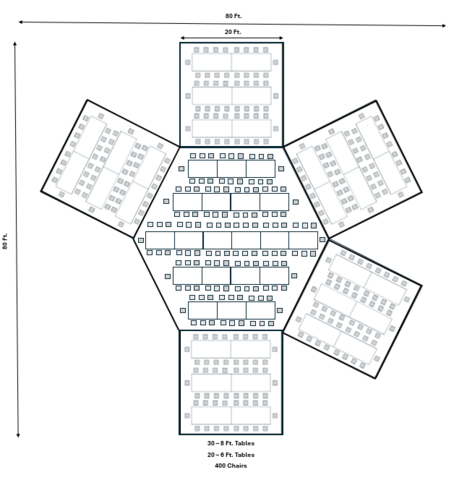 40' Hex - 5 High Peak Bundle (Seats 400)