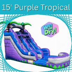 15 ft Single Lane Purple Tropical Slide (Wet or Dry!) 