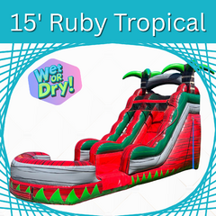 15 ft Single Lane  Ruby Tropical Slide (Wet or Dry!)