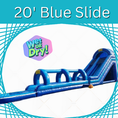 20 ft Single Lane Giant Blue Slide with slipe and slide (Wet or Dry!)