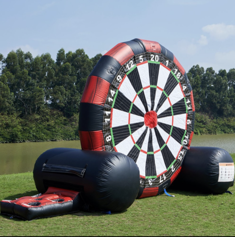 Side view of soccer dart inflatable