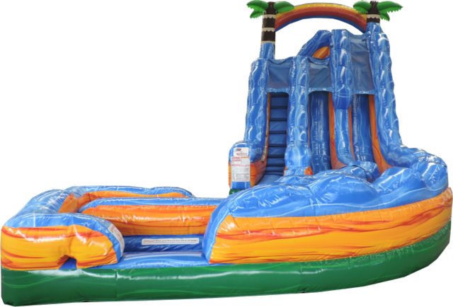18' Dual Lane Curved Tropical Thunder Water Slide