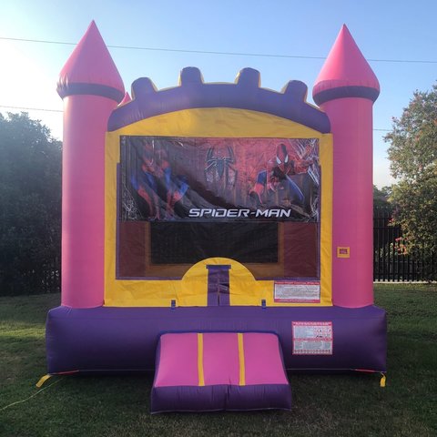 Pink Spider-Man Bounce House Rental 
