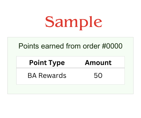 Sample of Points Earned for BA Rewards
