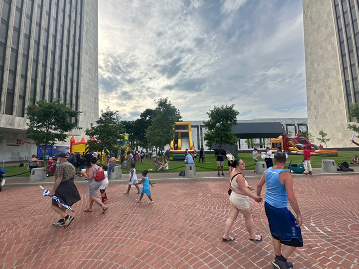 Company picnic with outdoor activities and games