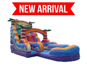 22' Purple Tiki Plunge Dual Lane Water Slide