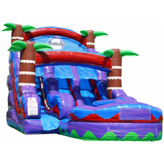 15' Red Tropical Dual Lane Water Slide