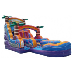 22' Purple Tiki Plunge Dual Lane Water Slide