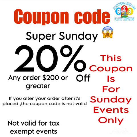 Coupon code display /.Sunday events only ) 