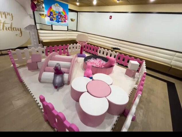 Pink and white toddler soft play 