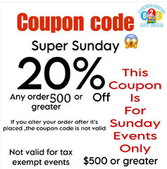 Coupon code SUPER SUNDAY 
