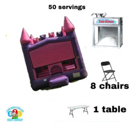 Low budget pink mod 13x13 ( 1 table ,  8 chairs ,snow cone machine )