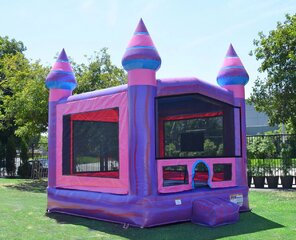 Purple Castle Bounce House with Hoop