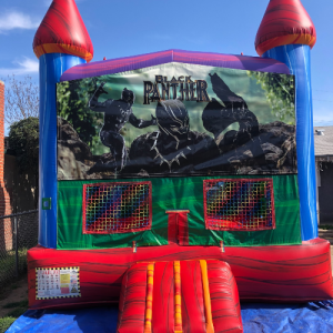 BLACK PANTHER BOUNCE HOUSE WITH MINI BASKETBALL HOOP