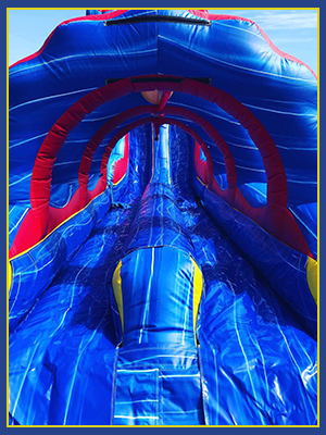 Inside of the 22' Big Red slip in slide colored red, blue, and yellow.