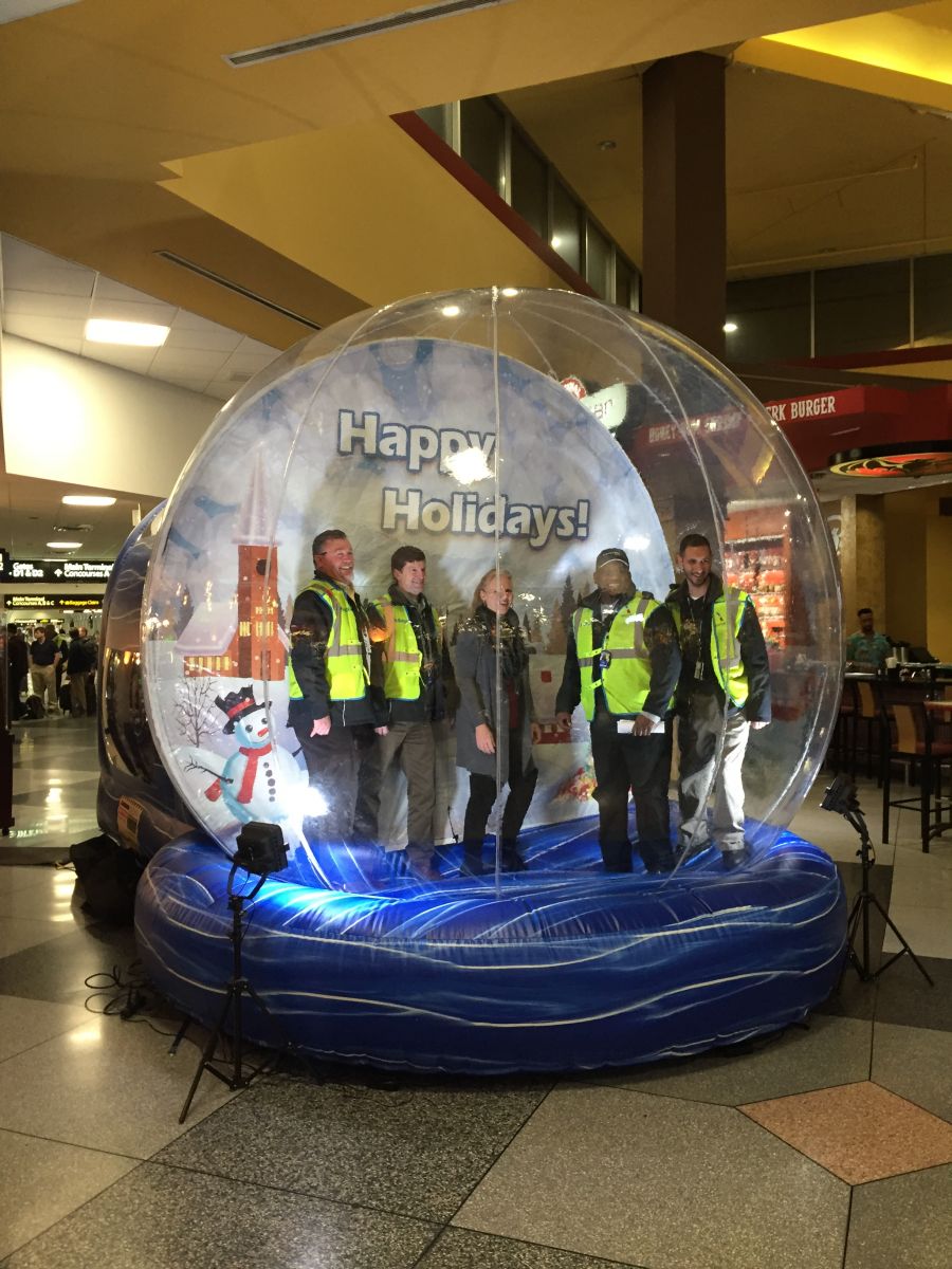 Giant Life-size human Snow Globe inflatable rental from A Bounceable