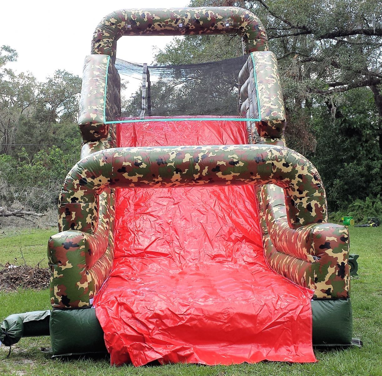 82ft Dry Boot Camp Camo Two Lane Obstacle Course Slide Bounce House ...