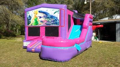 Tinkerbell 6 in 1 Pink and Purple Ultimate Combo Bounce House Tampa ...