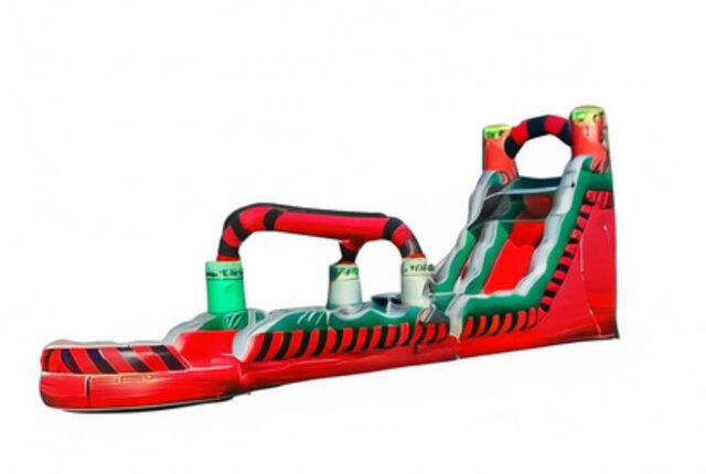 18ft Red Toxic Water Slide with Slip N Slide Attachment
