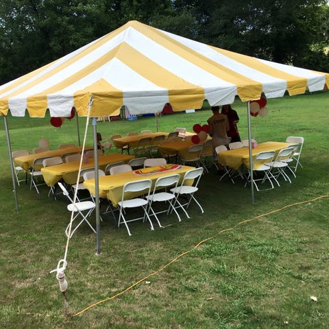20 X 20 Frame Tent - Yellow and White Stripes