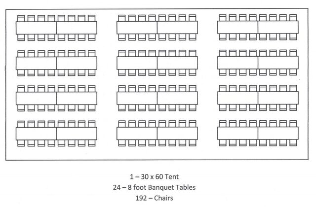 30x60 Tent Seating for 192