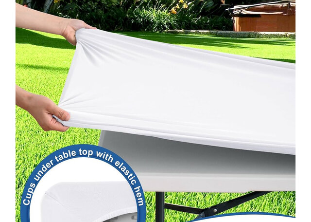 8ft White Stretch Fabric Table Top