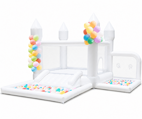 White Bounce House/Ball Pit and Slide *15-21