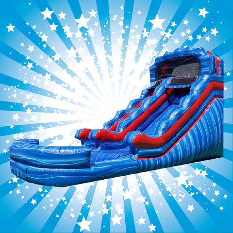Red White & Blue Liberty Water Slide with Pool