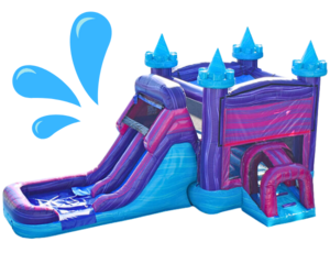 Pink and Purple Bounce House Water Slide Combo Wet