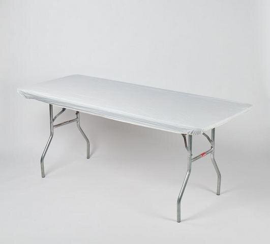 z. Plastic Fitted Table Covers - 6' Banquet White