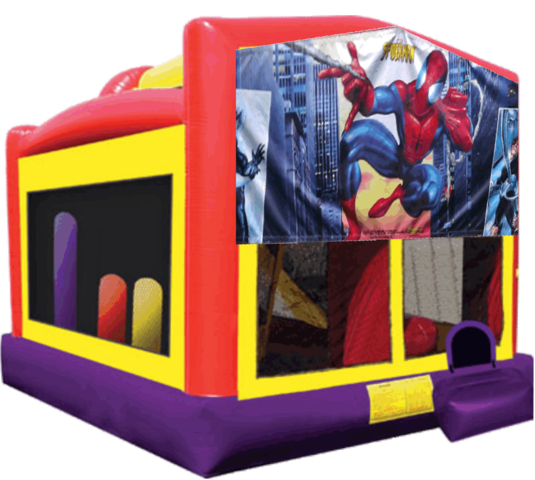 Spiderman Large Combo Obstacle Course Bounce House 20x16 with Slide and Hoop