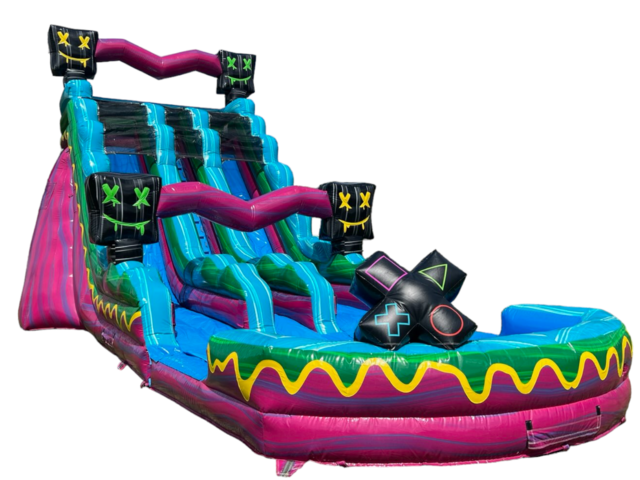 24' Level Up Double Lane Waterslide w Pool