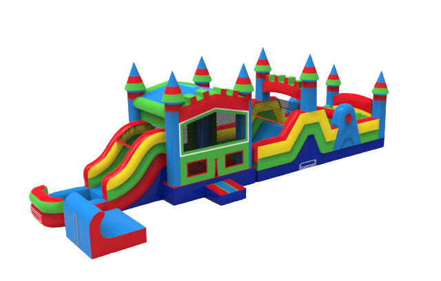 50' Multi Color Obstacle Course w Pool Combo (Wet/Dry)