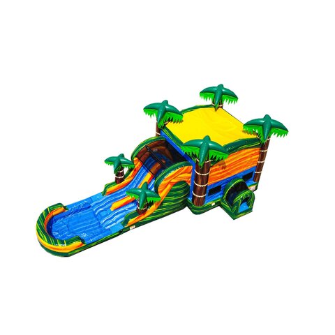 Cali Palms Dual Lane Bounce House Slide w Pool Combo (Wet/Dry)