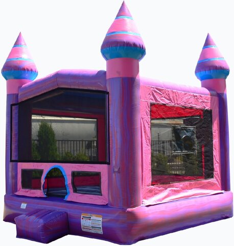 Purplish Bounce House With Basketball Hoop