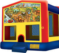 Dinosaur Bounce House with basketball hoop (13 x 13) 