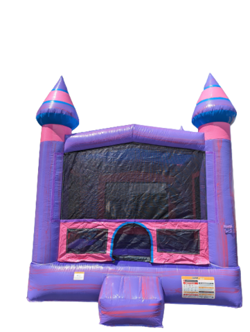 Purple Castle Bounce House with internal basketball hoop (13 x 13)