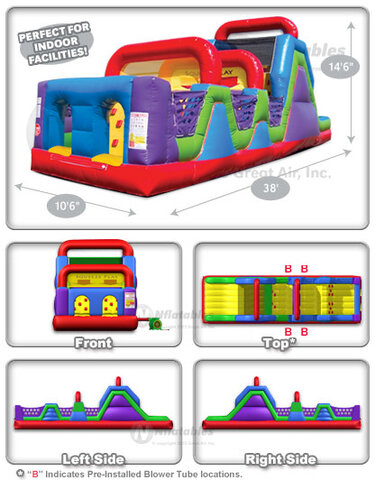 38' TRIPLE SLIDE OBSTACLE COURSE - DRY USE ONLY