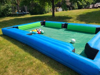 Giant Inflatable Pool Table with soccer balls