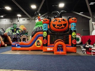 Halloween Pumpkin Inflatable Bounce and Slide Combo wet or Dry