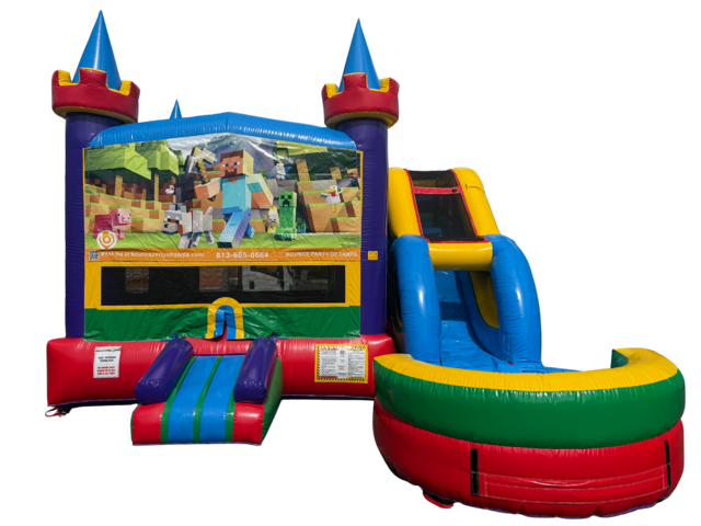 Minecraft Bounce House w/slide wet or dry