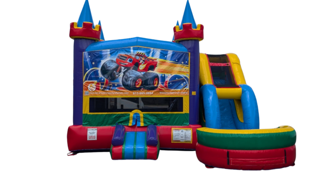 Monster Truck Bounce House w/slide wet or dry