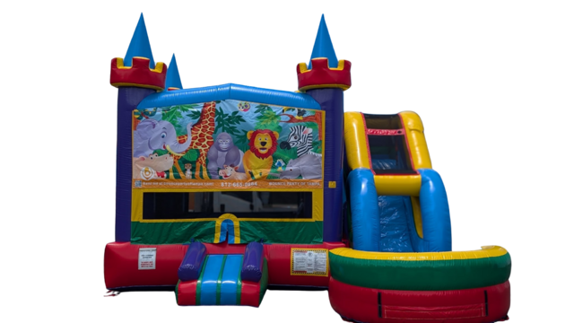 Zoo Adventure Bounce House w/slide wet or dry